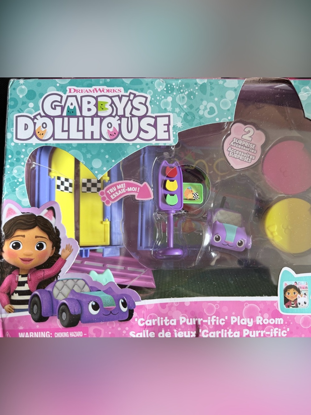 DreamWorks Gabby's Dollhouse Purple and Pink Carlita Purr-ific Car Play Set - Picture 3 of 3
